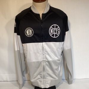 NBA Brooklyn Nets NBA Black and White Zipway Tear-Away Jacket mens size large